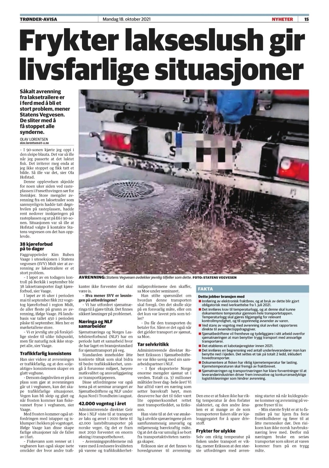 Norwegian media on leaking trucks
