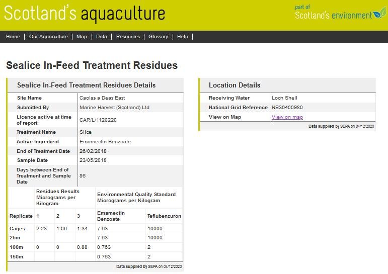 Emamectin exceedances #4 Caolas a Deas East