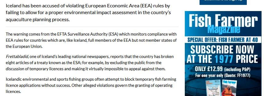 Iceland broke EEA rules #2 Iceland broke EEA rules #2