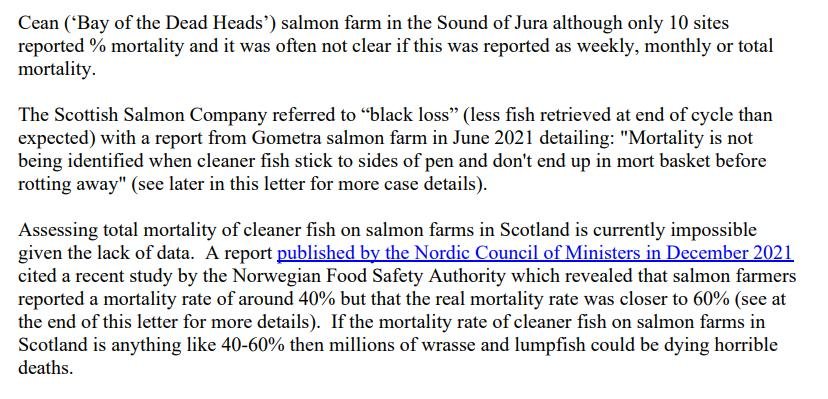 Letter to Scottish Ministers Come Clean on Dirty Wrasse & Lumpfish 1 February 2022 #5