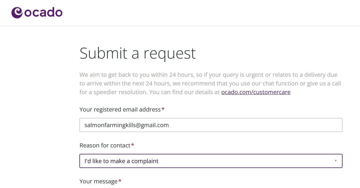 Ocado organic #20 complaint