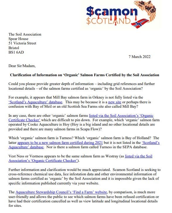 Letter to Soil Association on toxic chemicals and sites March 2022 #1