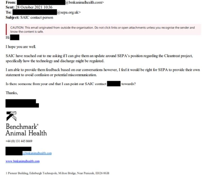 Blog #3 Benchmark email to SEPA Oct 2021