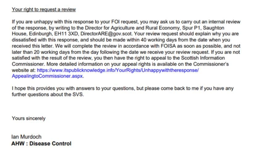 SVS replacing APHA FOI disclosure SG 9 March 2022 #4 SVS replacing APHA FOI disclosure SG 9 March 2022 #4