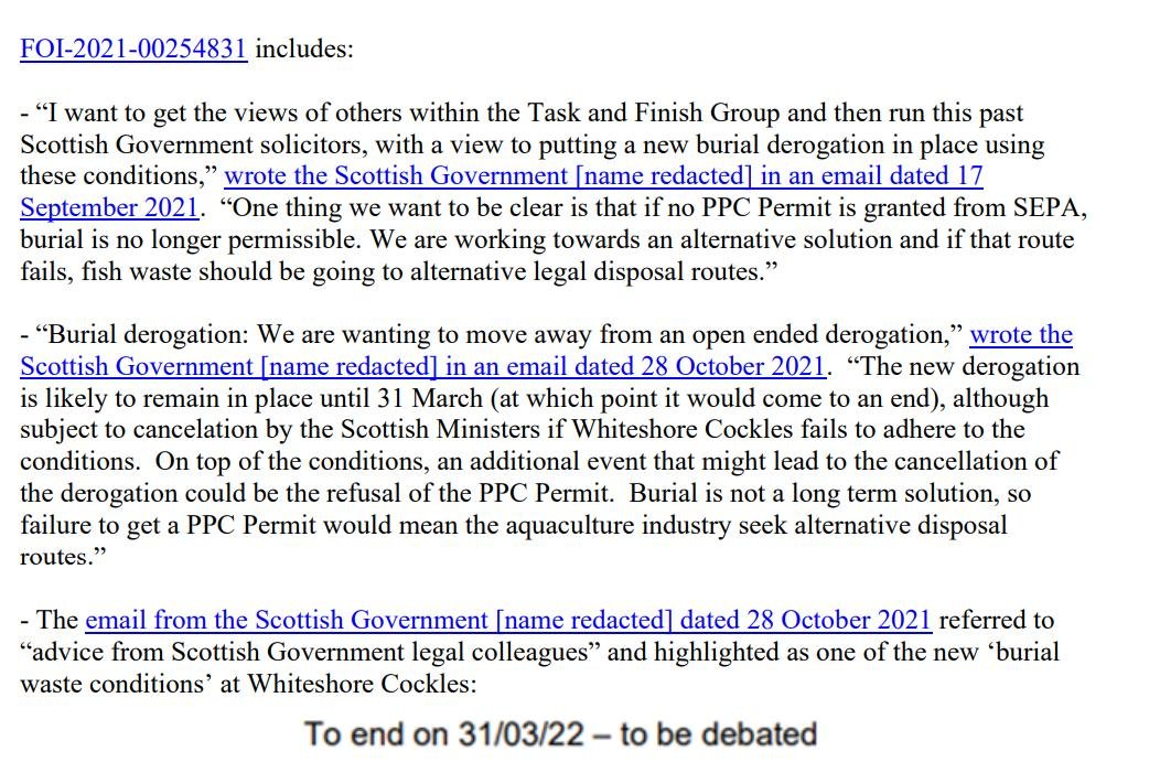 Whiteshore Cockles FOI disclosure December 2021 PR Jan 2022 #3