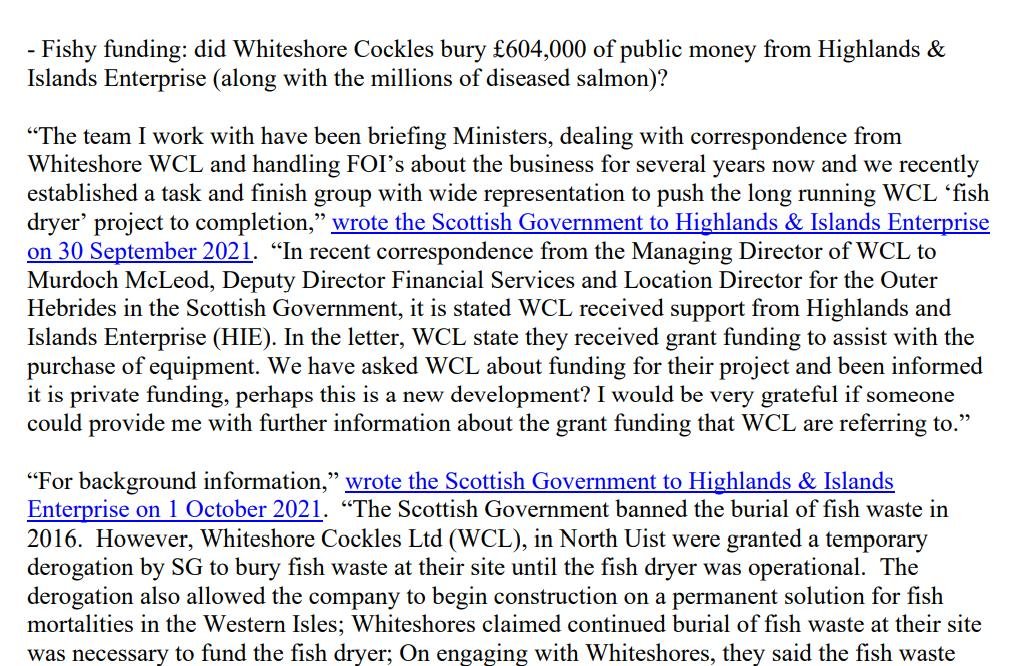 Whiteshore Cockles FOI disclosure December 2021 PR Jan 2022 #13