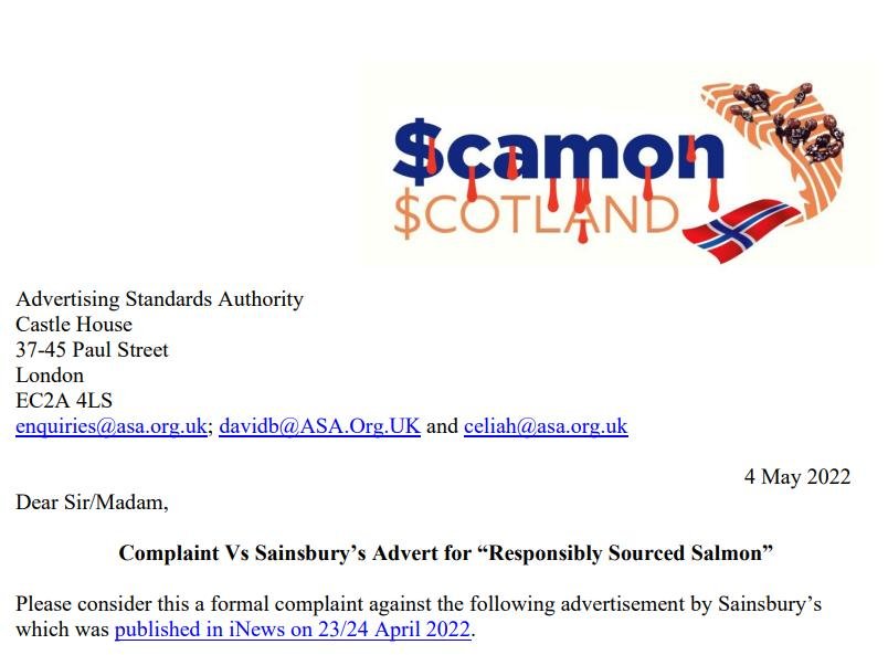 ASA Complaint vs Sainsburys ASC salmon 4 May 2022 #1