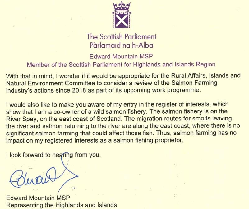 Edward Mountain letter to Scottish Parliament Rural Committee 6 September 2022 #3