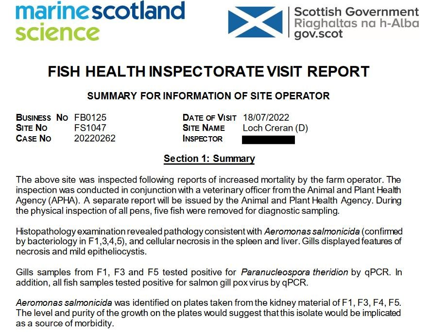 Creran FHI 18 July 2022 #18 visit report Creran FHI 18 July 2022 #18 visit report