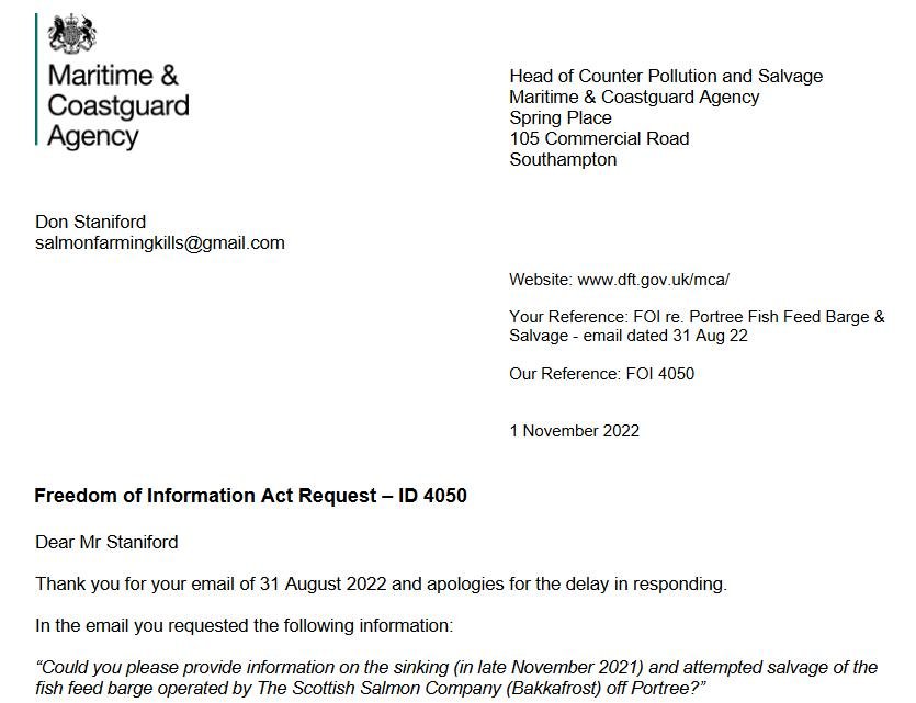 FOI MCA Portree barge sinking 1 Nov 2022 #1 FOI MCA Portree barge sinking 1 Nov 2022 #1