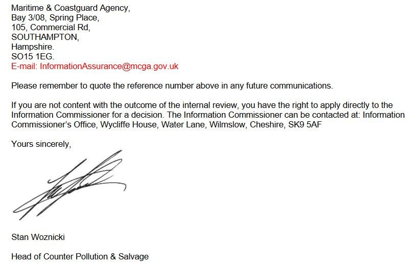 FOI MCA Portree barge sinking 1 Nov 2022 #4 FOI MCA Portree barge sinking 1 Nov 2022 #4