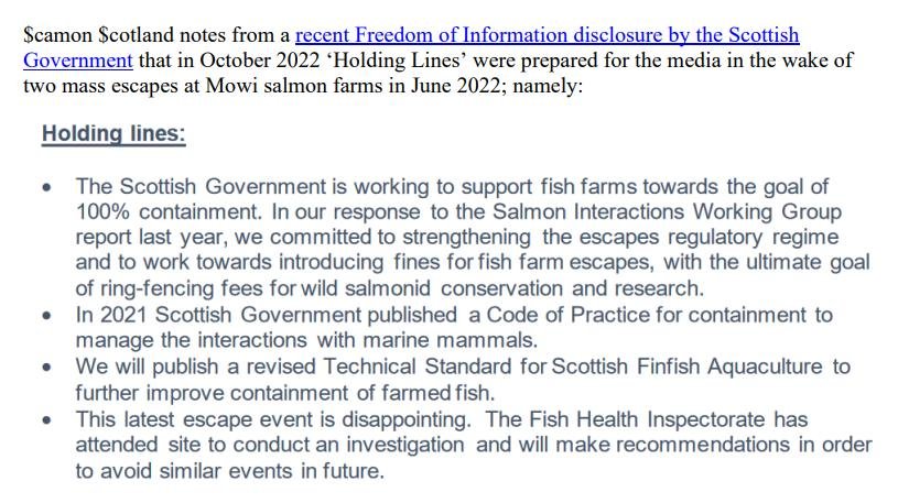 Letter to Scottish Government re breaches of biosecurity and escapes 10 April 2023 #2 Letter to Scottish Government re breaches of biosecurity and escapes 10 April 2023 #2