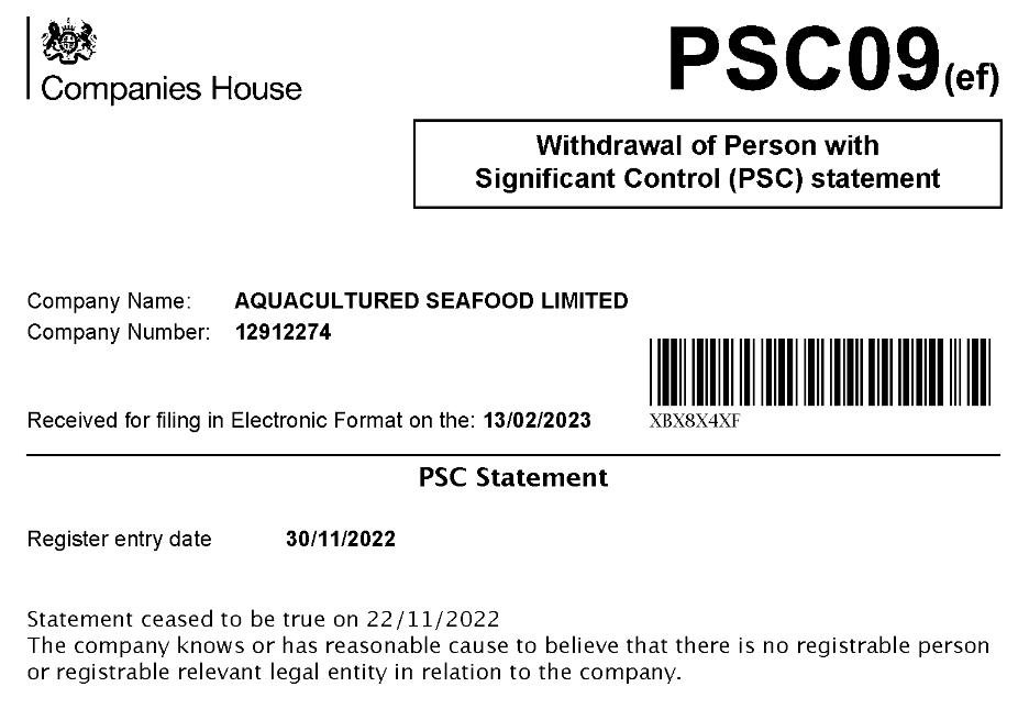 Companies House AquaCultured 13 Feb 2023 #1 Companies House AquaCultured 13 Feb 2023 #1