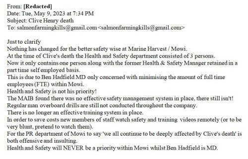 Clive Hendry whistleblower 9 May 2023 redacted