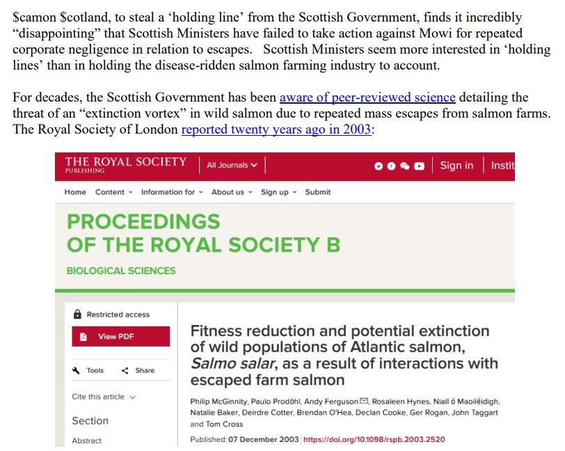 Letter to Scottish Government re breaches of biosecurity and escapes 10 April 2023 #3 Letter to Scottish Government re breaches of biosecurity and escapes 10 April 2023 #3