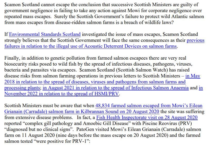 Letter to Scottish Government re breaches of biosecurity and escapes 10 April 2023 #4 Letter to Scottish Government re breaches of biosecurity and escapes 10 April 2023 #4
