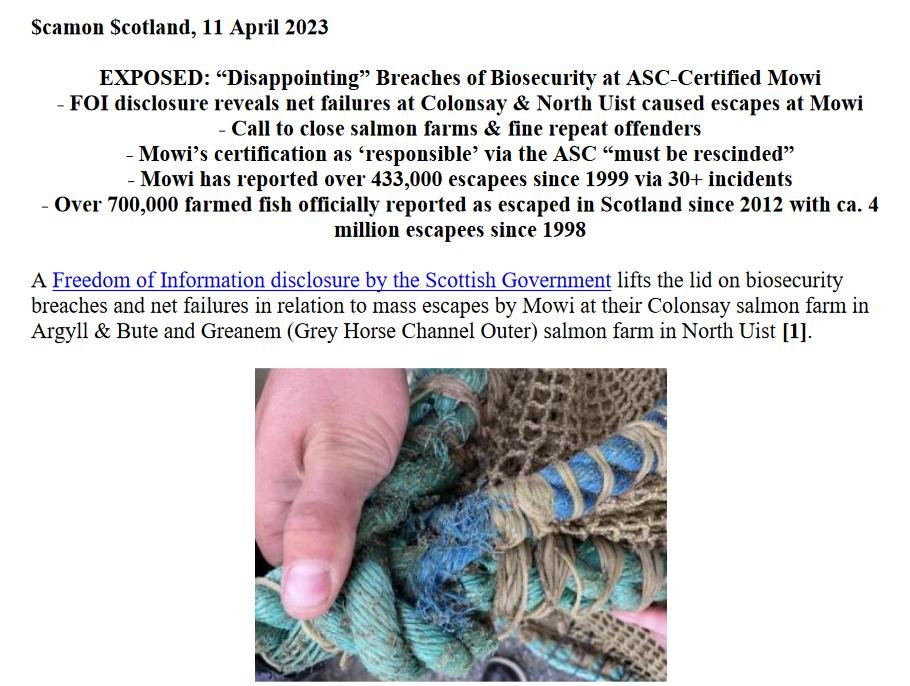 PR Breaches of Biosecurity at Mowi & Bakkafrost 11 April 2023 #1 PR Breaches of Biosecurity at Mowi & Bakkafrost 11 April 2023 #1