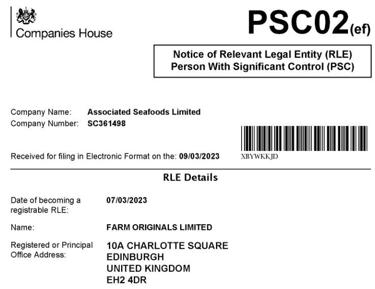 Associated Seafoods owner March 2023