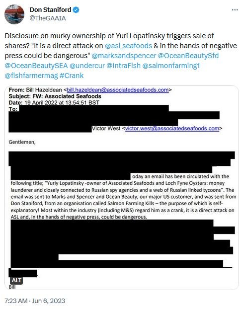 Associated Seafoods disclosure #2 crank dangerous Tweet