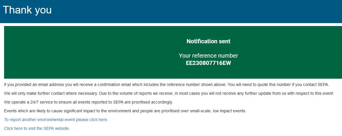 SEPA Pollution Event Report 7 August 2023 #2