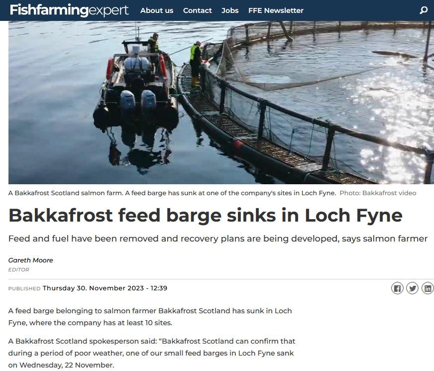Bakkafrost feed barge Fyne Nov 2023 #1