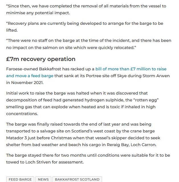 Bakkafrost feed barge Fyne Nov 2023 #2