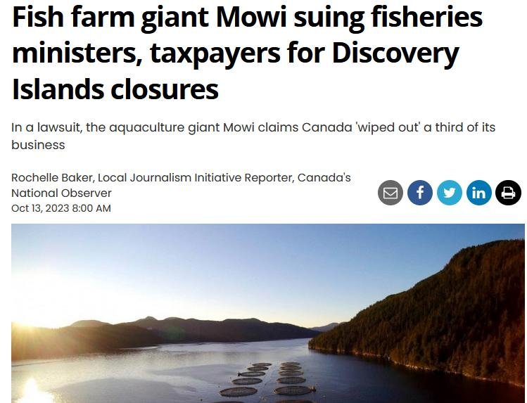 Mowi Canada lawsuit Oct 2023 Mowi Canada lawsuit Oct 2023