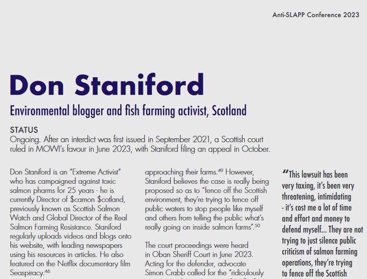 Anti-SLAPP conference case study Don Staniford #1