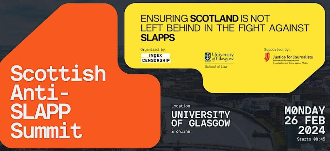 Scottish Anti-SLAPP Summut 26 Feb 2024 in Glasgow flyer