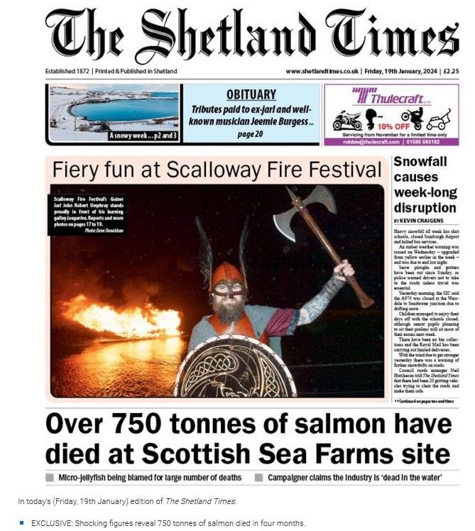 Shetland Times 19 Jan 2024  front page