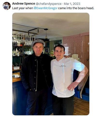 Chef Andy Spence Ewan McGregor Chef Andy Spence Ewan McGregor