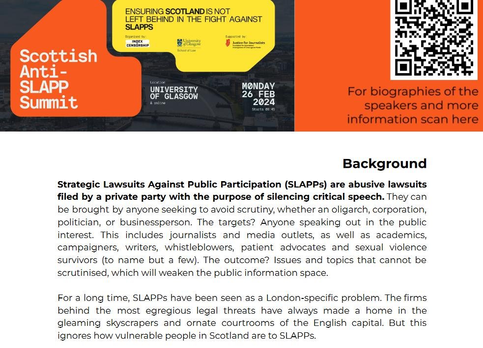 Scottish Anti-SLAPP Summit Programme #1 Scottish Anti-SLAPP Summit Programme #1