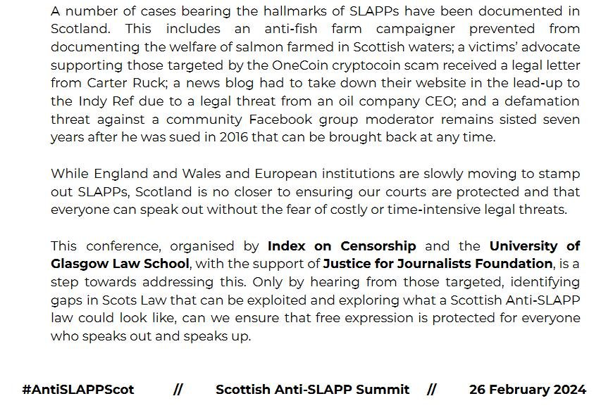 Scottish Anti-SLAPP Summit Programme #2 Scottish Anti-SLAPP Summit Programme #2